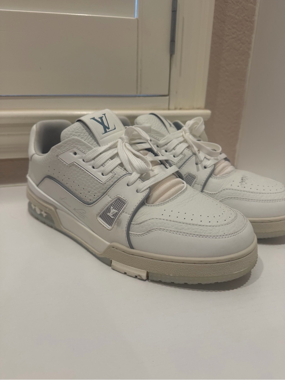 Louis Vuitton White and Gray Men's Low-Top Sneakers